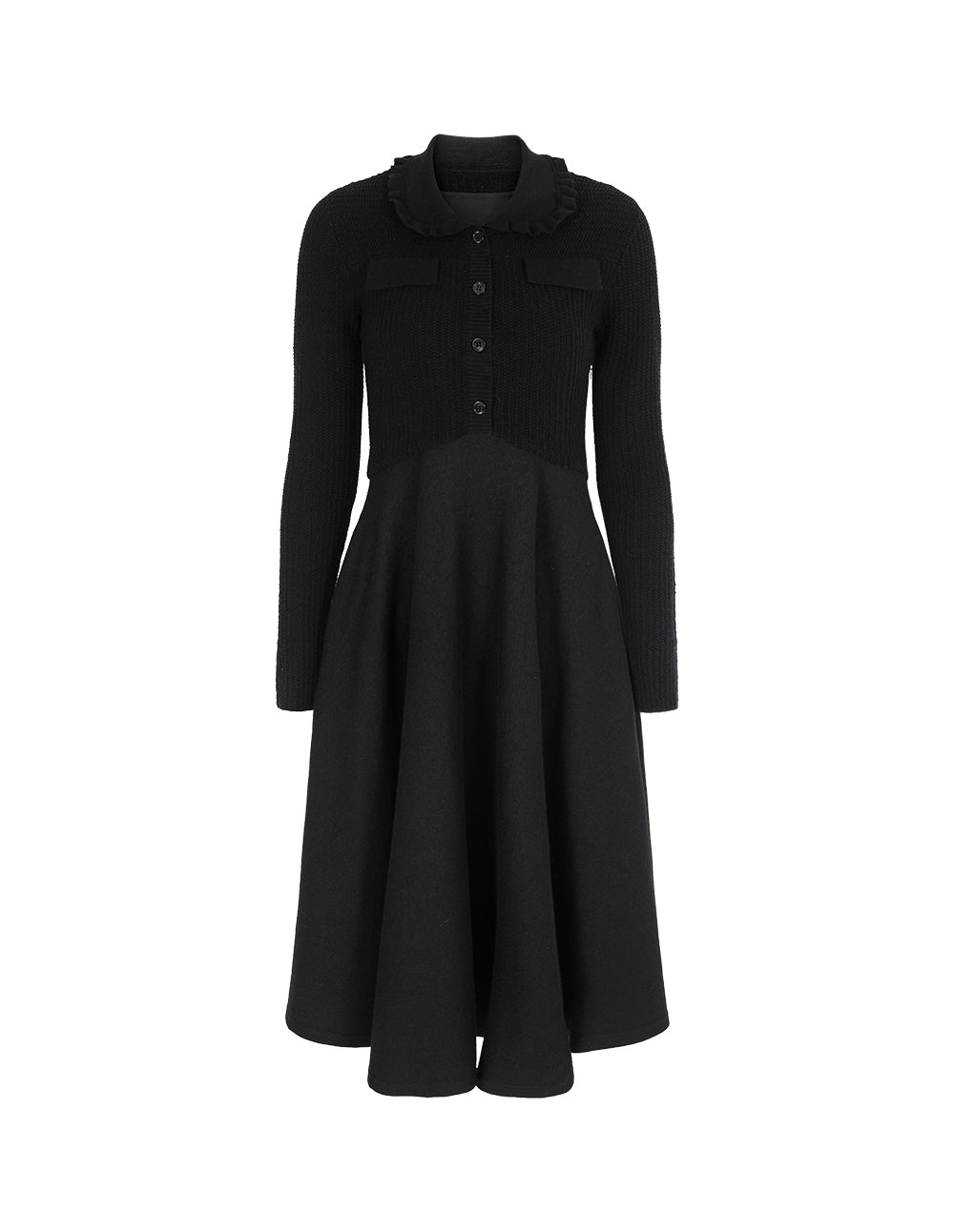 MARYLING Black Ruffled Large Skirt Dress